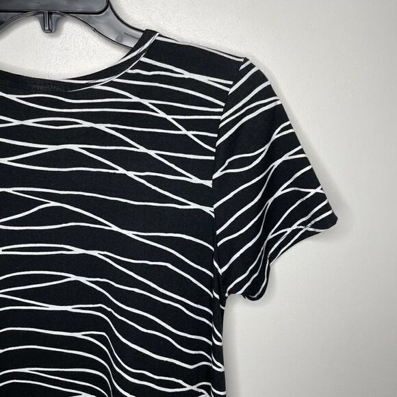 LULAROE Carly Dress Womens XS Black Stripe Swing T-Shirt High-Low Shift Stretch - Picture 4 of 6
